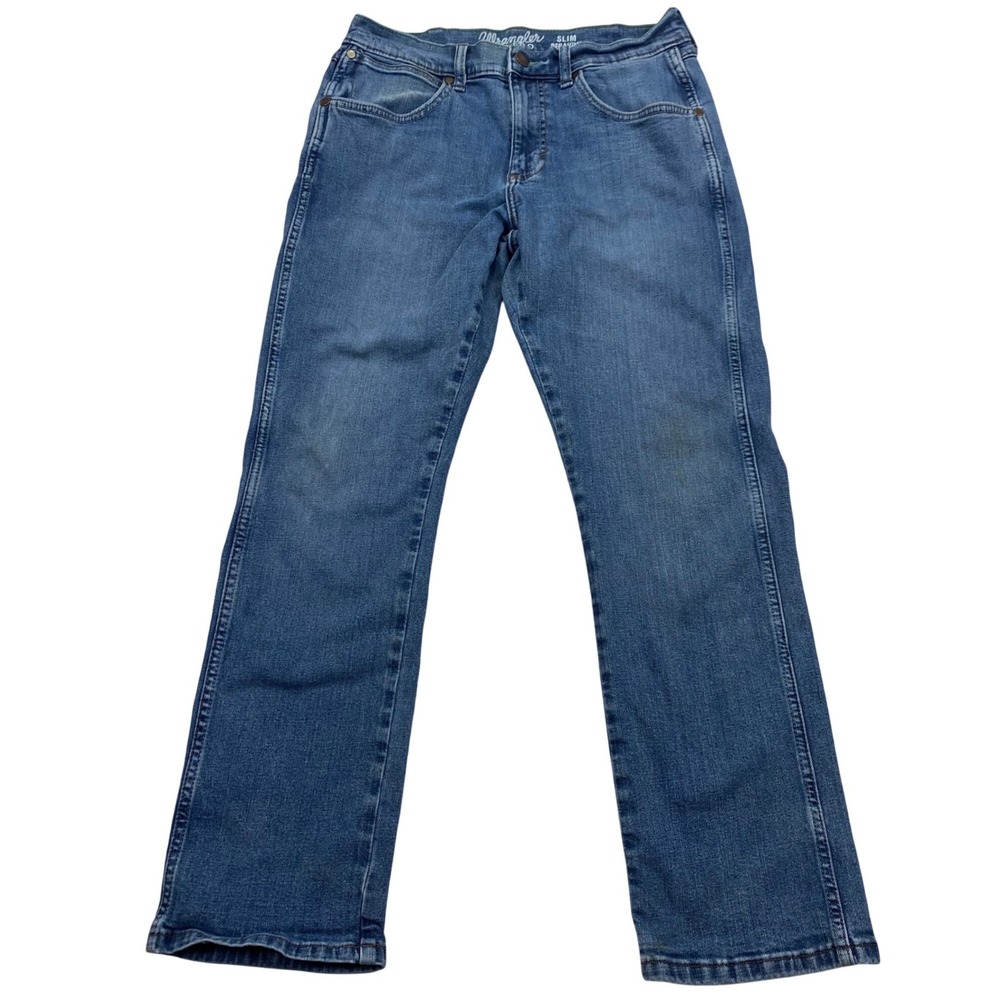 Wrangler Retro Slim Straight Jeans Mens 30x30 Blue Medium Wash Stretch Denim